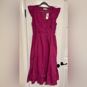 Women's Solid Poplin Midi Dress